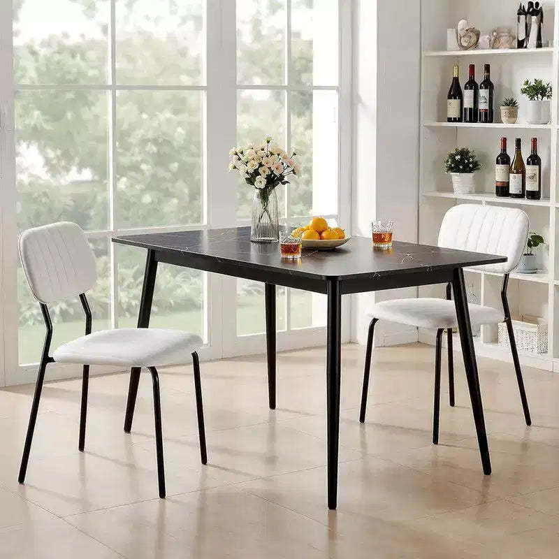 Karl Home White Comfort Upholstered Stackable Chair Fabric Seat