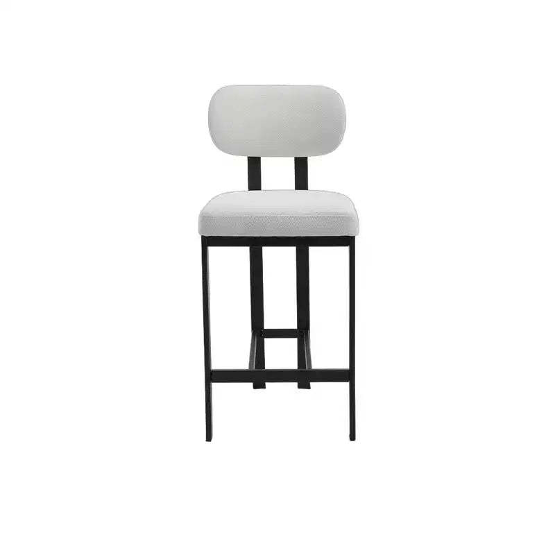 HomeRoots Set of Two 26 White and Black Fabric and Metal Counter Height Bar Chairs