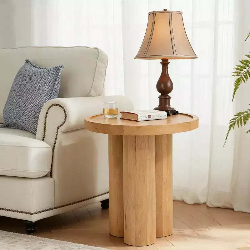 Christopher Knight Home Nolan Modern Wood Round End Table with Pedestal Base