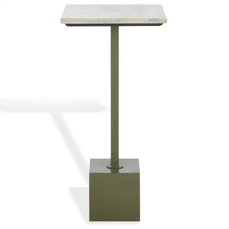 Albertelli Marble Top Drink Table - SFV6807 - Olive Green/White - Safavieh Couture