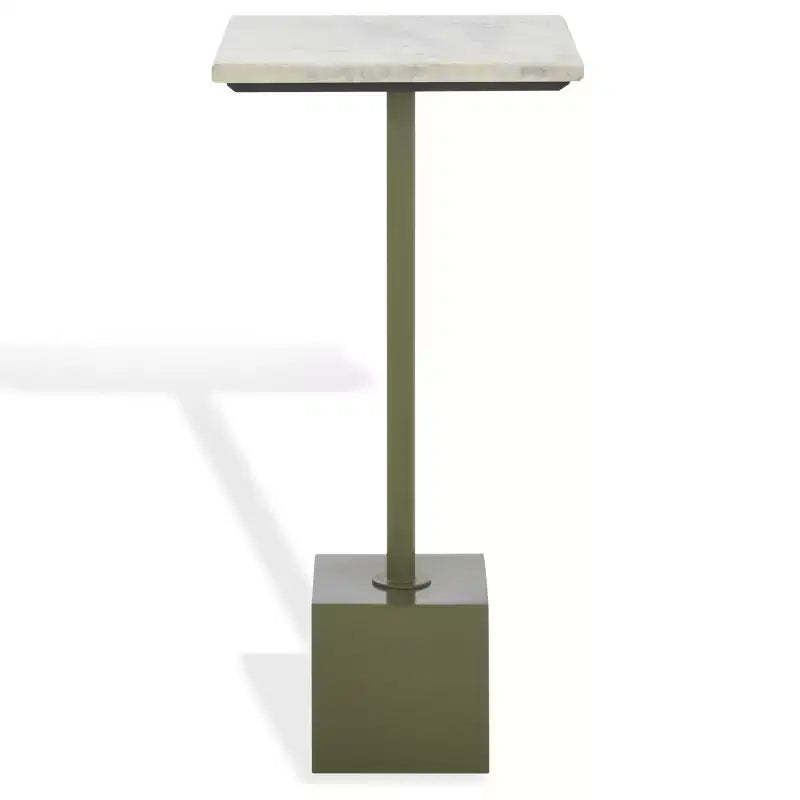 Albertelli Marble Top Drink Table - SFV6807 - Olive Green/White - Safavieh Couture