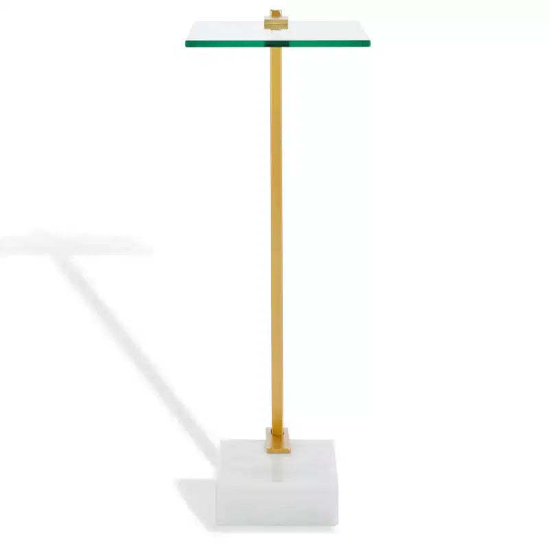 Idris Marble Base Drink Table - SFV9532 - White/Gold - Safavieh Couture