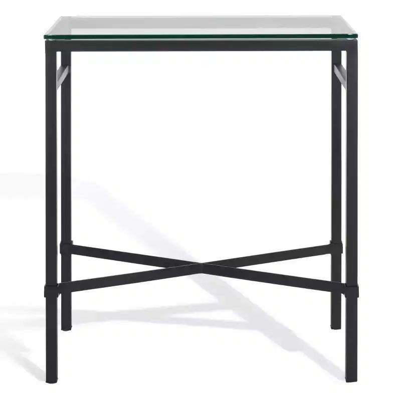 Viggo Glass Side Table - AMH8300 - Black - Safavieh Couture