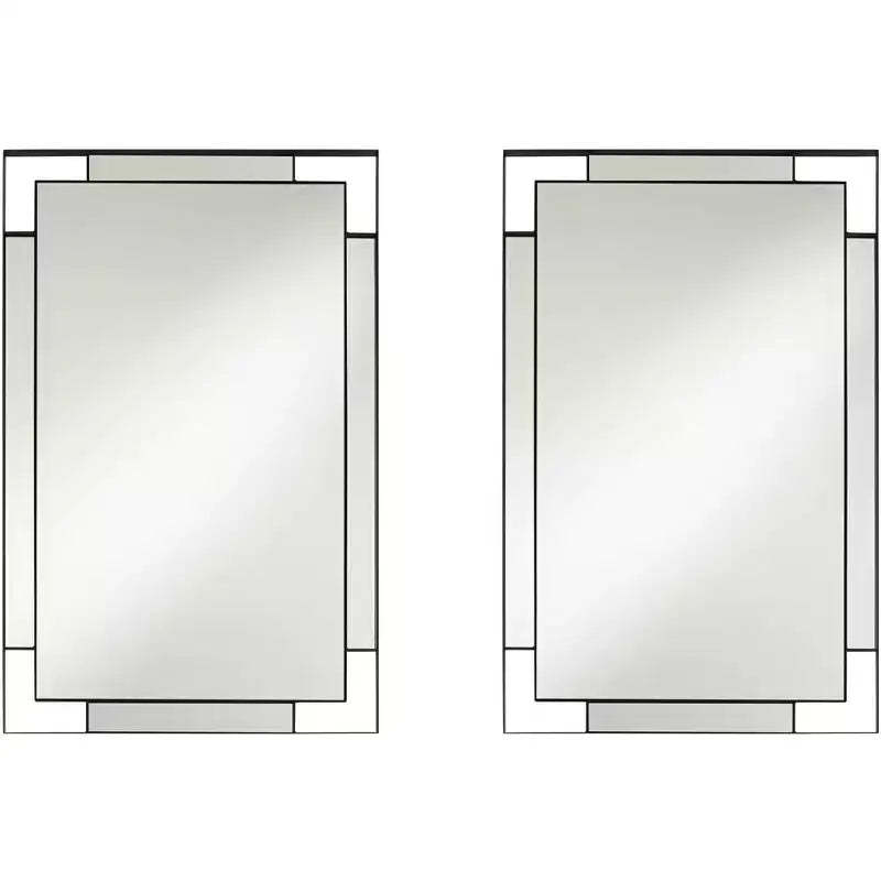 Uttermost Stellan Black 24 1/2 x 38 Rectangular Wall Mirrors Set of 2
