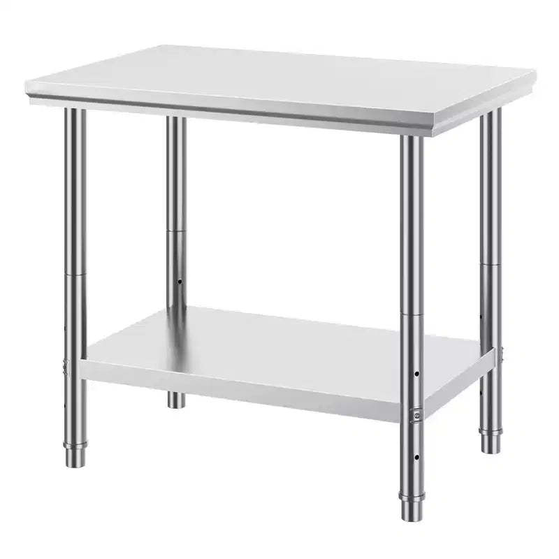 Stainless Steel Prep Table, 35 x 24 x 31 Inch, 700 lbs Load Capacity Heavy Duty Metal Worktable with Adjustable Height