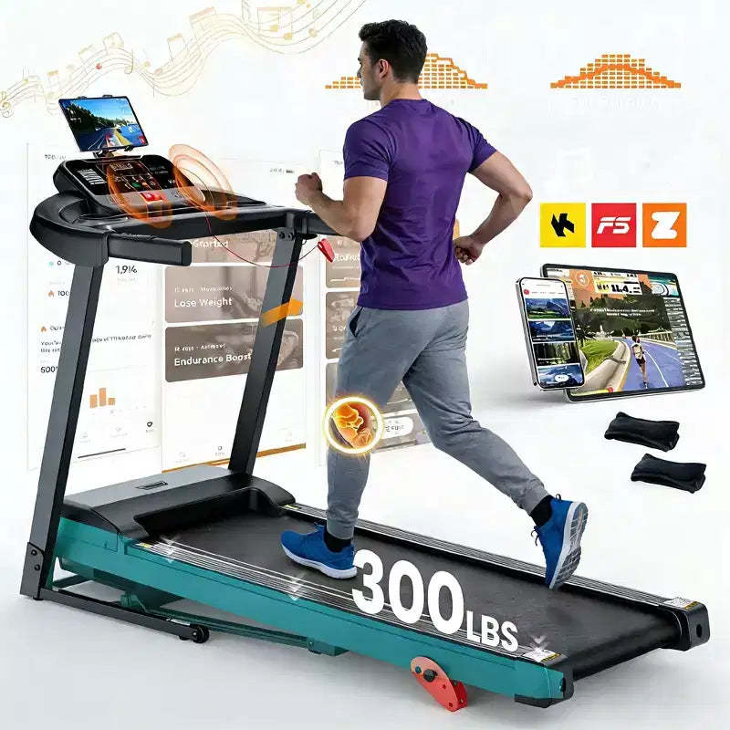 Treadmills on Sale,Compact Walking Treadmill with Manual Incline, 3.25HP Foldable Home Cardio Machine, Bluetooth Speakers, 300 lb Capacity