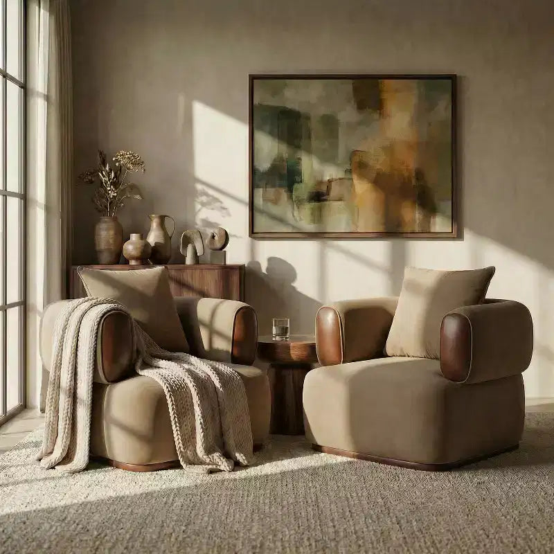 Christopher Knight Home Katia Modern Velvet Faux Leather Arm Chair with Pillow (Set of 2)