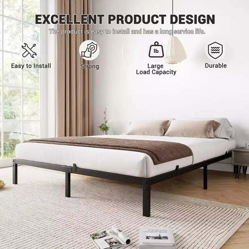 Heavy Duty Metal Platform Bed Frame  Sturdy Steel Construction  No Box Spring Needed  Noise-Free, Low Profile, Easy Assembly,Supports Up to 800lbs