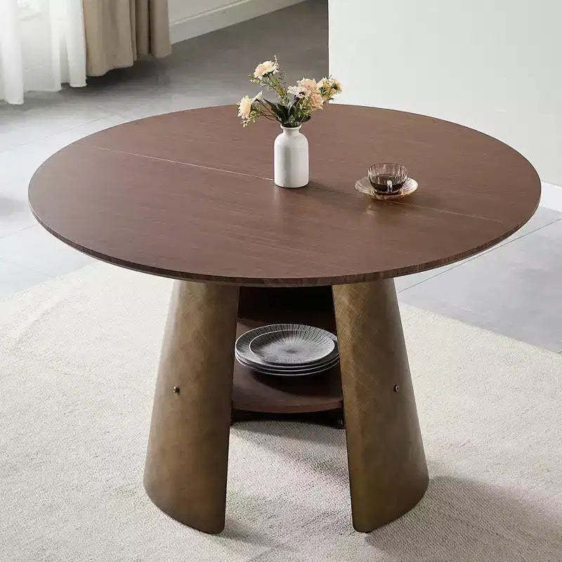 GDFStudio Ying Modern Wooden and Metal Round Dining Table