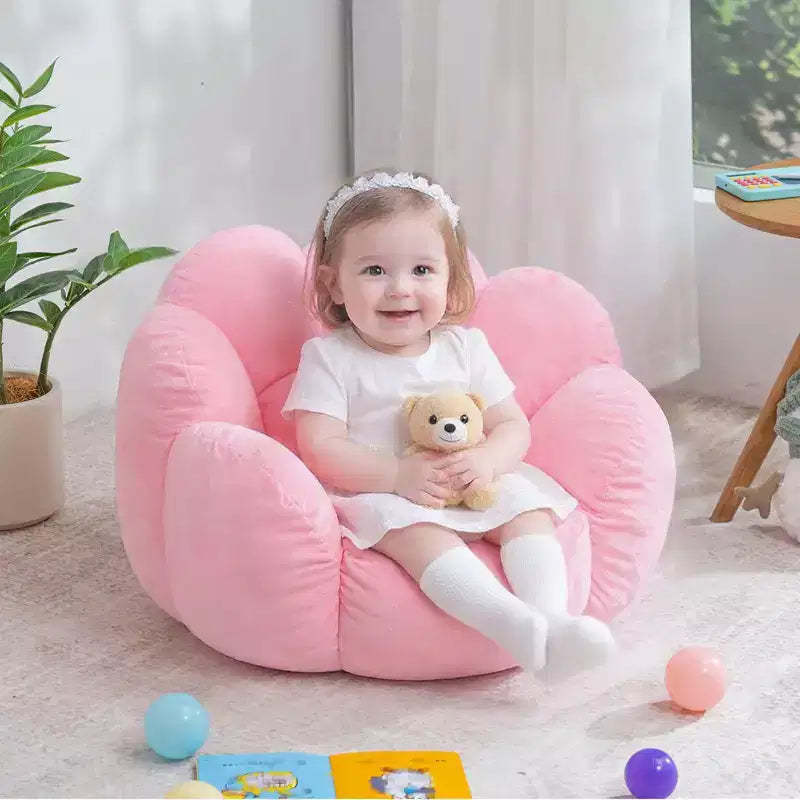 Hommpa Flower Kids Bean Bag Sofa - Soft Velvet Toddler Seat with 3D Petal Design for Bedroom