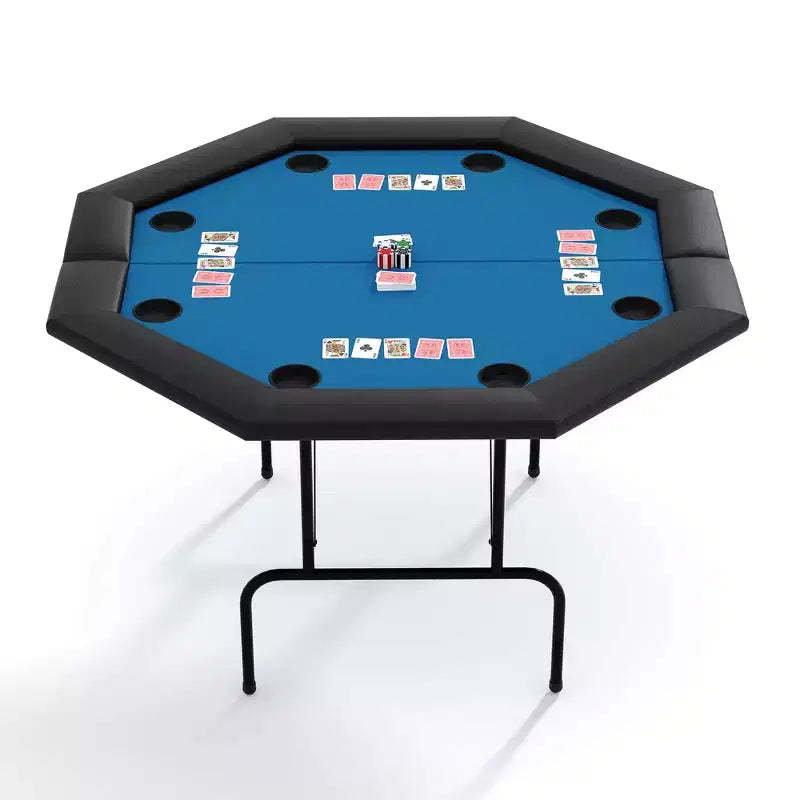 Collapsible Octagon Poker Table for 8 Players Water-Resistant Cushioned Rails, 8 Built-in Cup Holders, Sturdy Metal Legs, Easy Assembly