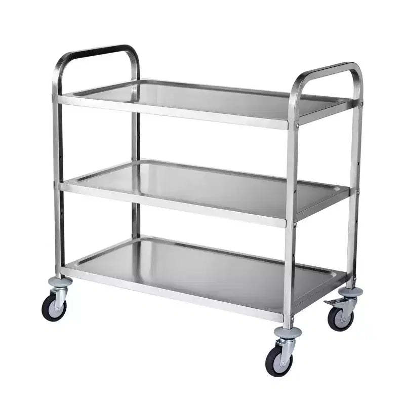 Kitchen Utility Cart, 3 Tiers, Wire Rolling Cart with 450lbs Capacity, Steel Service Cart on Wheels