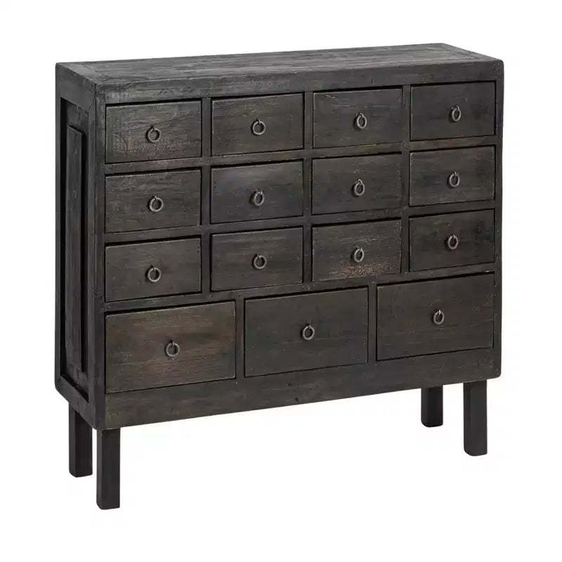 Storied Home Apothecary Cabinet with 15 Drawers, Black