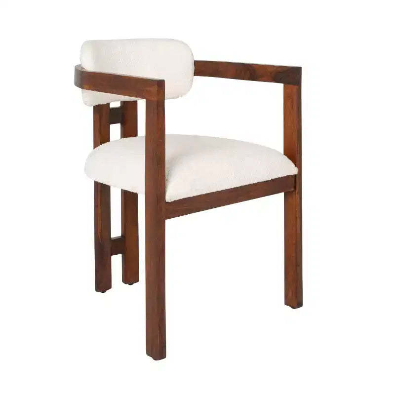 Storied Home Acacia Wood Dining Chair with Boucle