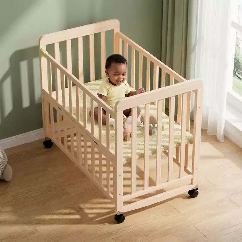 GDFStudio Dublin 3-in-1 Convertible Bedside Crib with Solid Pine Frame and Wheels