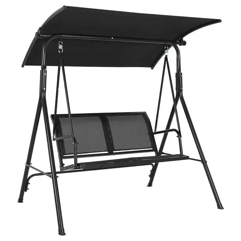 2-Seat Deluxe Outdoor Patio Porch Swing with Weather Resistant Steel Frame, Adjustable Tilt Canopy