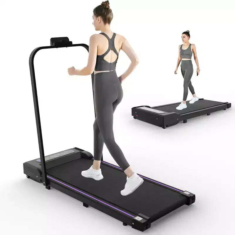 Whisen 2 in 1 Foldable Treadmills, Under Desk Treadmill, Home Exercise Walking Pad, Walking Jogging Machine with Handle Bar