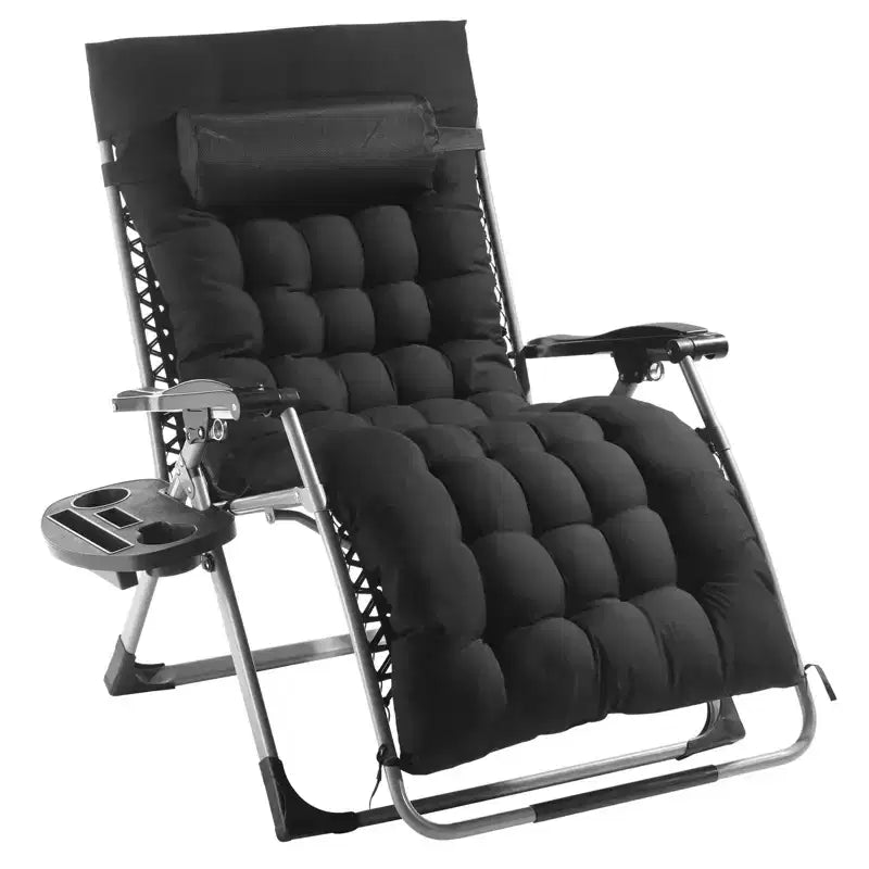 33 in Zero Gravity Recliner Chair Folding Lounge with Cushion Tray Cup Holder 500 lbs Black