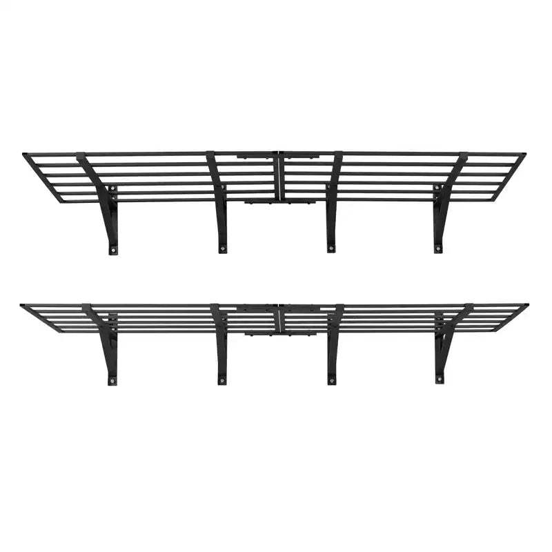 VEVOR 2-Tier Heavy Duty Wall Garage Shelving, 4 Pack 2 x 3 ft Steel Wall Mounted Shelving Unit, 24 x 72 Inch Per,1600 lbs Total Weight Capacity,Black