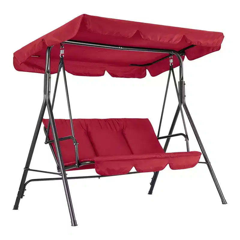 3-Seat Outdoor Porch Swing with Adjustable Canopy, Thickened Cushions Glider Bench, UV Resistant Waterproof for Patio