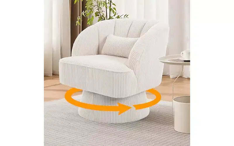 GustoWave Swivel Barrel Chair, 360 Velvet Accent Chair with Thick Padding, Mid-Century Modern Lounge for Living Room, Bedroom, Gray