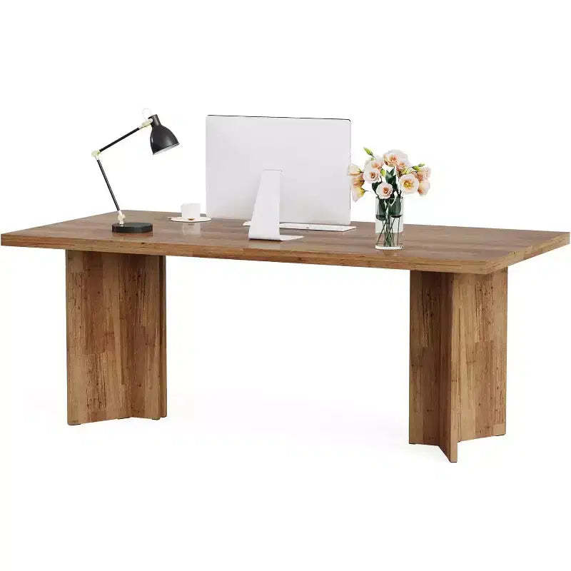 Lantine 63-inch Dining Table for 4-6, Farmhouse Rectangular Kitchen Table with Large Tabletop