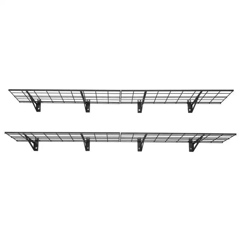 VEVOR 2-Tier Wall Garage Shelving, 4 Pack 1 x 3 ft Steel Wall Mounted Shelving Unit, 12 x 72 Inch Per Shelf, 600 lbs Total Weight Capacity, Black