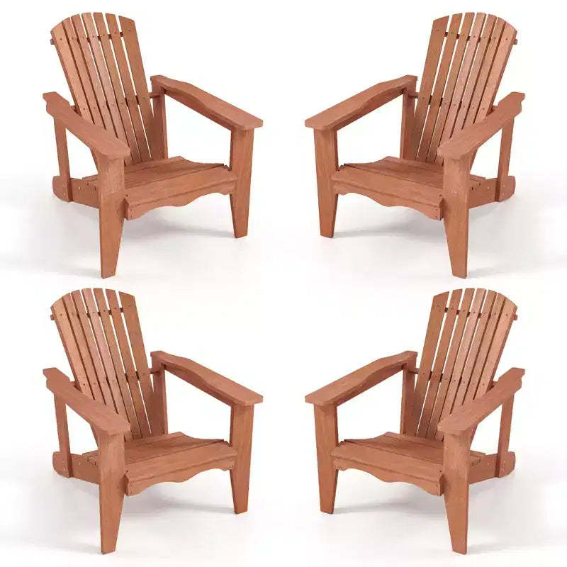 Costway 4PCS Solid Wood Garden Chair w/ High Backrest Wide Armrests & Contoured Seat