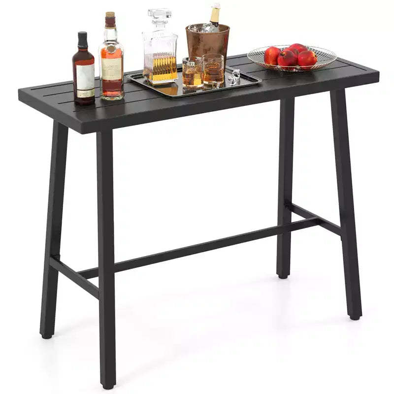 Costway Metal Frame Rectangle Dining Table Accommodates 4-6 People w/ Foot Pedal