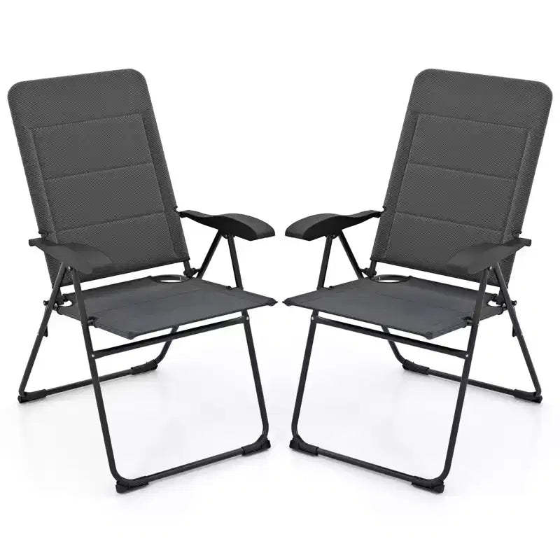 Costway 2PCS Patio Folding Chairs Back Adjustable Reclining Padded Garden Furniture