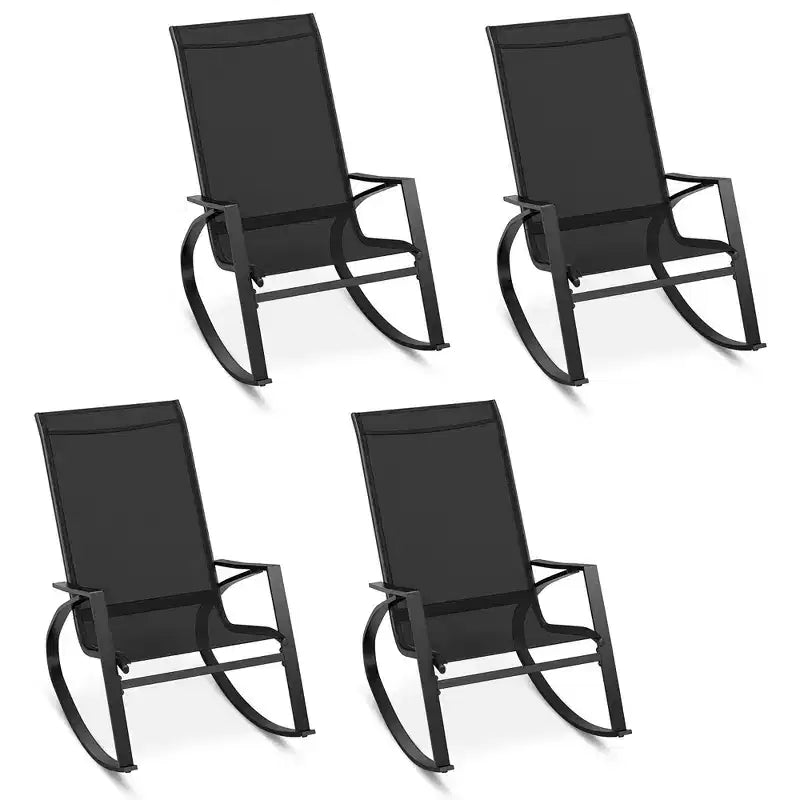 Costway 4 PCS Patio Rocking Chairs w/ Ergonomic Backrest Seat Safe Stoppers for Backyard