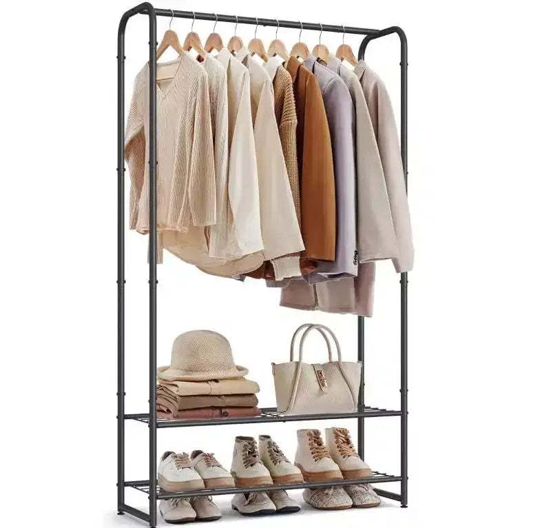 Wardrobe Closet,Portable Clothes Rack with 4 Tiers Shelves,Freestanding Steel Clothing Rack Suitable for Cloakrooms,Bedrooms,Entrances,etc.Black