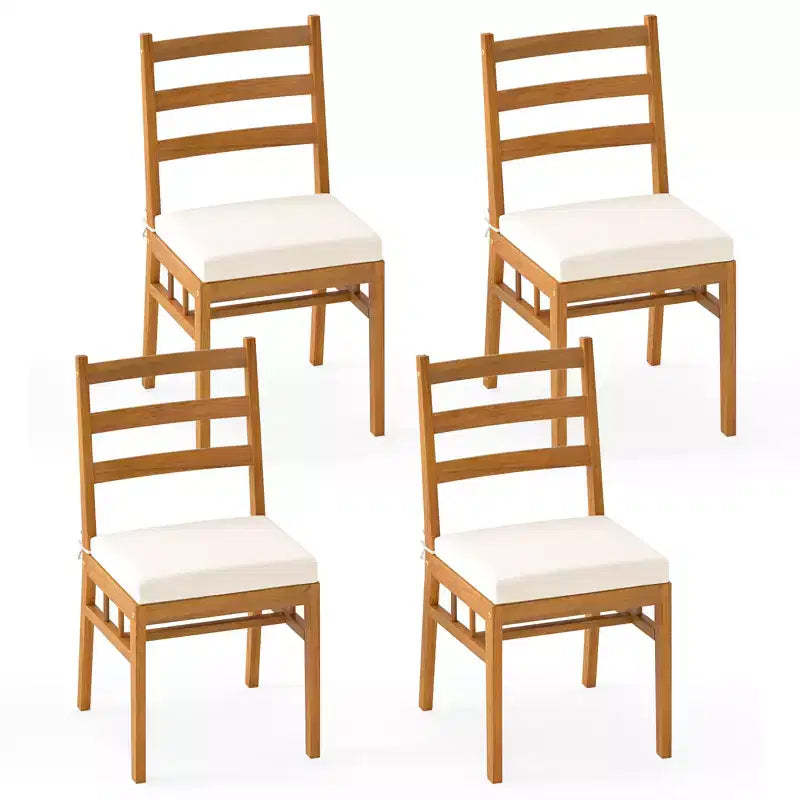 Costway Solid Acacia Wood Patio Chair Set of 4 w/ Padded Seat Cushions