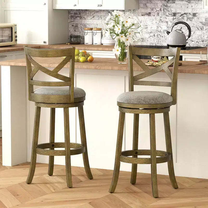 Costway Swivel Bar Stools Set of 2/4, 30 Inch Bar Height Chairs with Backrests and Wood Frame