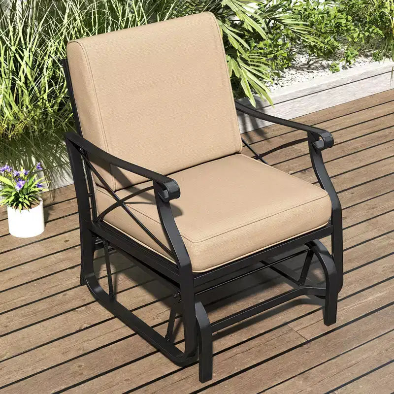 Costway 1/2 PCS Outdoor Glider Rocking Chair Patio Gliding Chair Furniture with Metal Frame