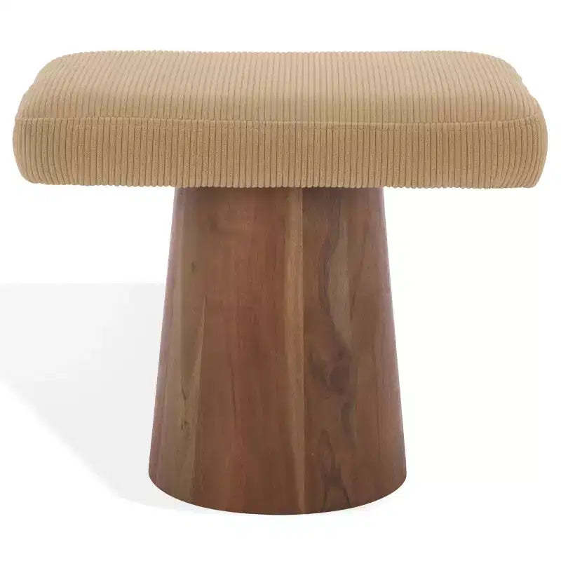 Bennato Wood Base Stool - SFV5797 - Tan/Brown - Safavieh Couture