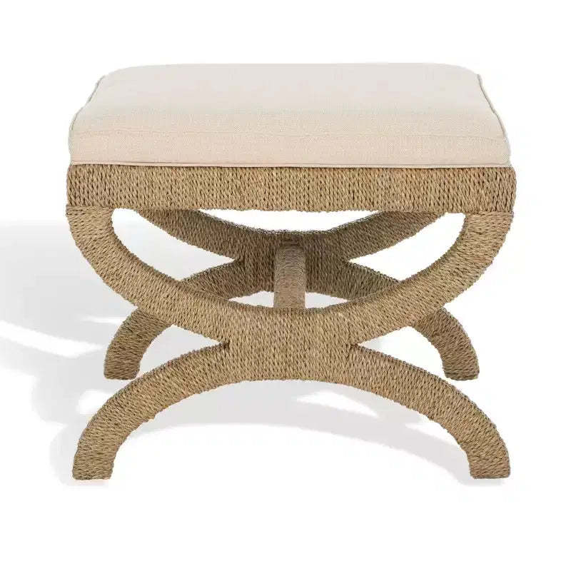 Aikan Woven Sea Grass Ottoman - CWK2007 - Natural/Beige - Safavieh Couture