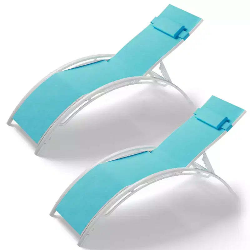 Aluminum Alloy Sun Lounger Set - 2-Piece Adjustable Outdoor Lounge Chairs for Patio, Beach, and Pool - Lightweight, Durable, All-Weather Design