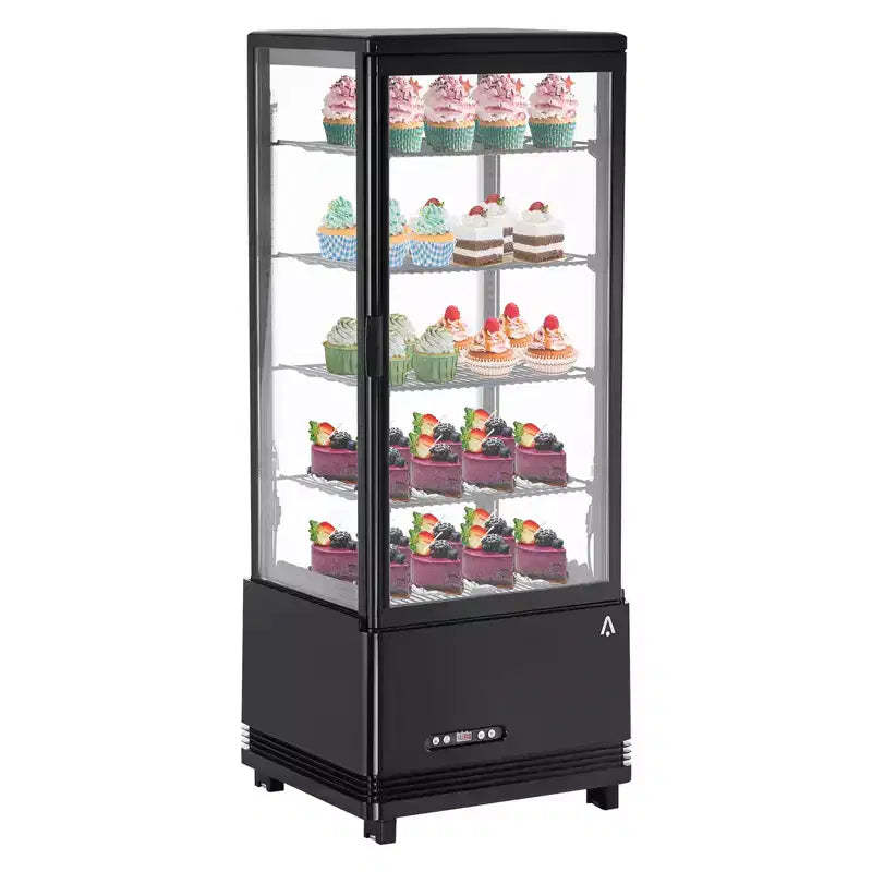 Commercial Display Refrigerator 2.4 Cu ft, Countertop Refrigerated Display Case with LED Lighting for Bakery, Cafe
