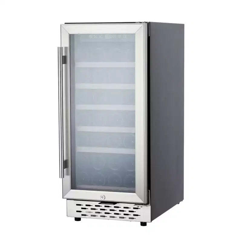 28 Bottle Wine Cooler Refrigerator, 15 Inch Freestanding Wine Fridge, Precise Temperature Control, Child Lock, Mini Beverage Refrigerator, Black