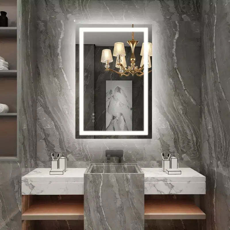 SUMERAIN 24x36 Wall Vanity Mirror Tempered Glass, Anti-Fog ETL Bathroom Mirror Smart Memory Setting