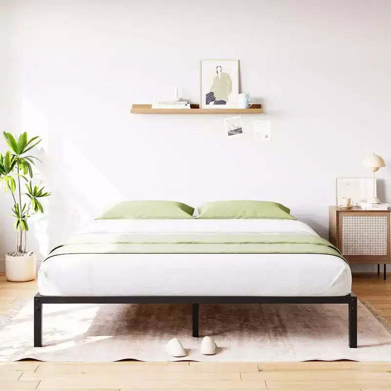 Heavy Duty Metal Platform Bed Frame with Underbed Storage, Noise-Free, Easy Assembly, Black, Twin/Full Size, 6/8/10/16 Inch