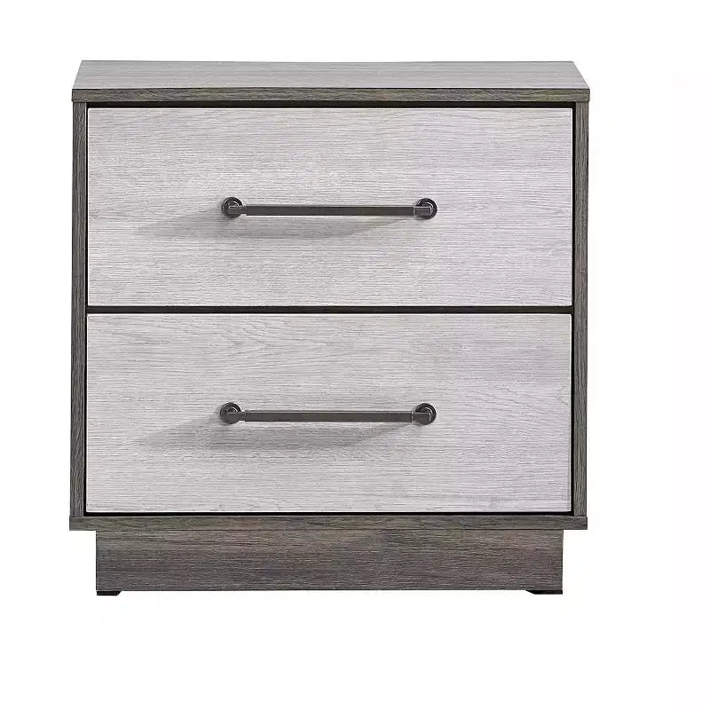 Passion Furniture Aberdeen Gray and Oak 2-Drawer 24 in. W Nightstand