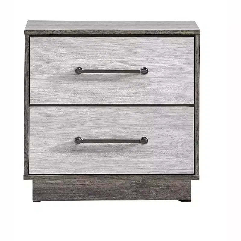 Passion Furniture Aberdeen Gray and Oak 2-Drawer 24 in. W Nightstand