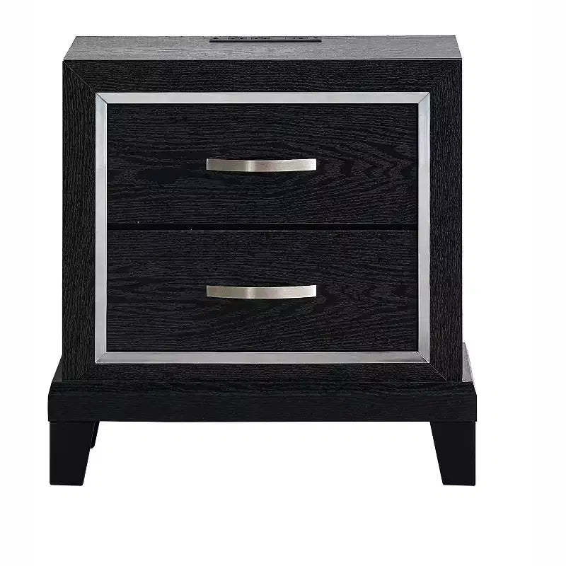 Passion Furniture Livingston Black 2-Drawer 23 in. W Nightstand