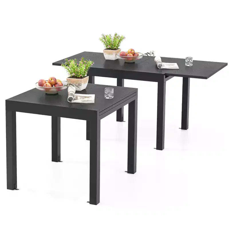 Costway Patio Expandable Dining Table 31.5-63 Adjustable Rectangular All Weather Aluminum Outdoor Dining Table for 4-6 Person