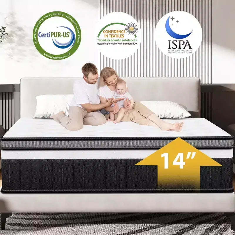 Clearance Mattress Queen Medium 14 in. Bed-in-a-Box White
