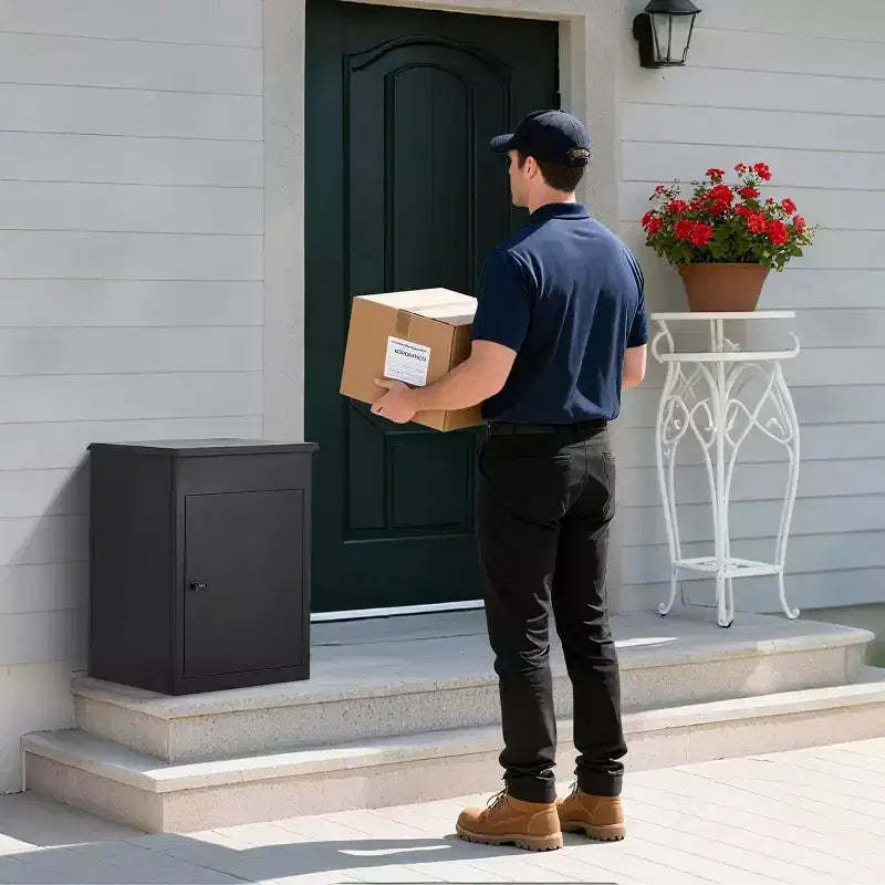 Extra Large Lockable Outdoor Parcel Drop Box  Galvanized Steel, Waterproof & Anti-Theft Storage for Porch, Yard, Garden, Patio, or Curbside