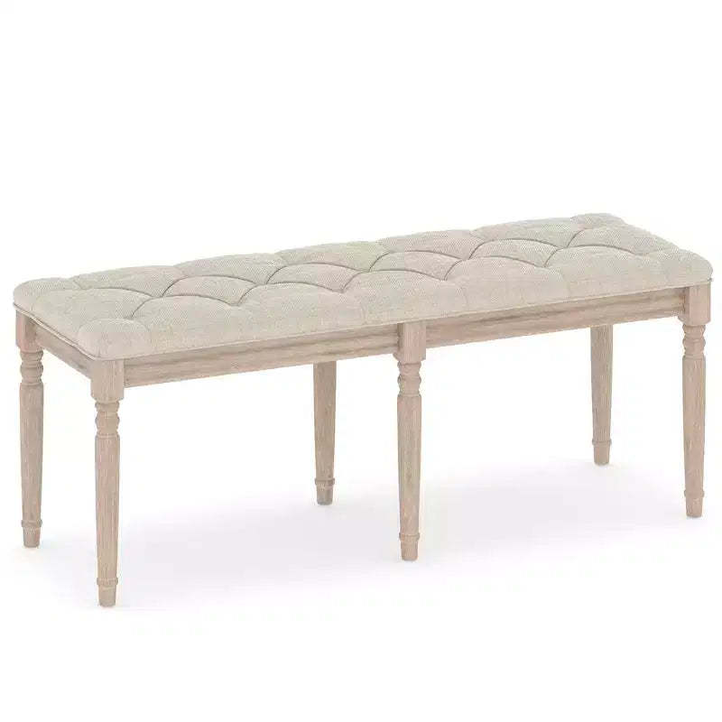 Costway 1/2 PCS 47.5 End of Bed Bench w/ Tufted Decoration & Antiqued Legs for Living Room