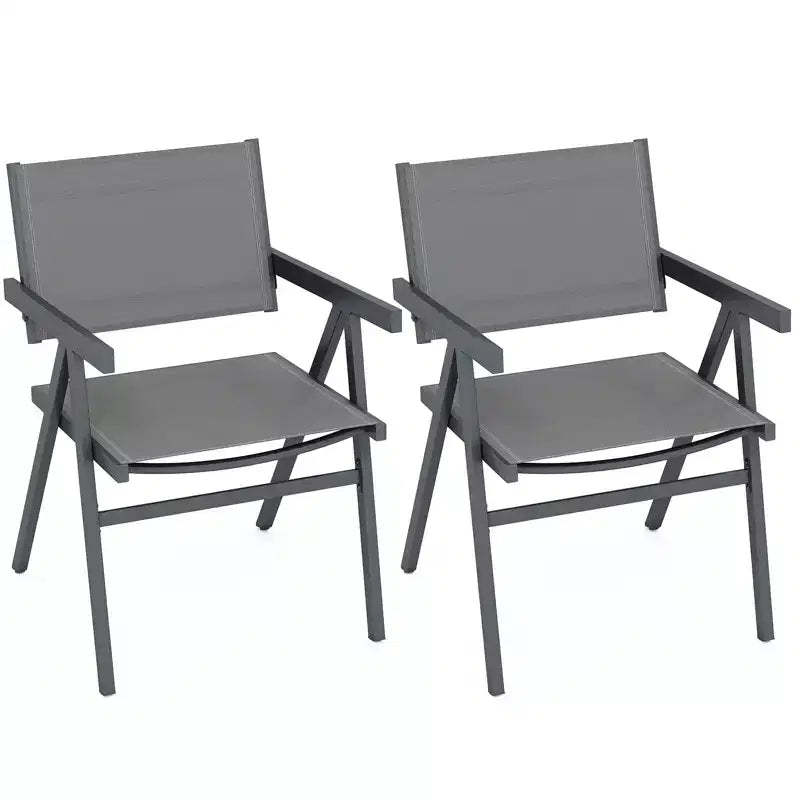 Costway Patio Chairs Set of 2/4 w/Breathable Fabric Seat & Tilt Backrest Comfy Armrest